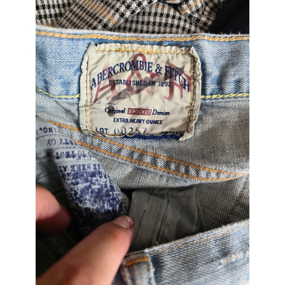 Vintage 2000s Y2K Abercrombie & Fitch Distressed Bootcut Jeans Light Wash 36x34 - Picture 6 of 9
